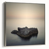 Minimalist Coastal Landscape Art – Serene Ocean Rock Scene Print