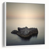 Minimalist Coastal Landscape Art – Serene Ocean Rock Scene Print
