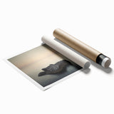 Minimalist Coastal Landscape Art – Serene Ocean Rock Scene Print