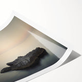 Minimalist Coastal Landscape Art – Serene Ocean Rock Scene Print