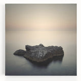 Minimalist Coastal Landscape Art – Serene Ocean Rock Scene Print
