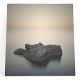 Minimalist Coastal Landscape Art – Serene Ocean Rock Scene Print