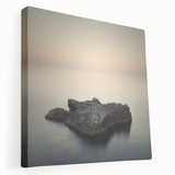Minimalist Coastal Landscape Art – Serene Ocean Rock Scene Print
