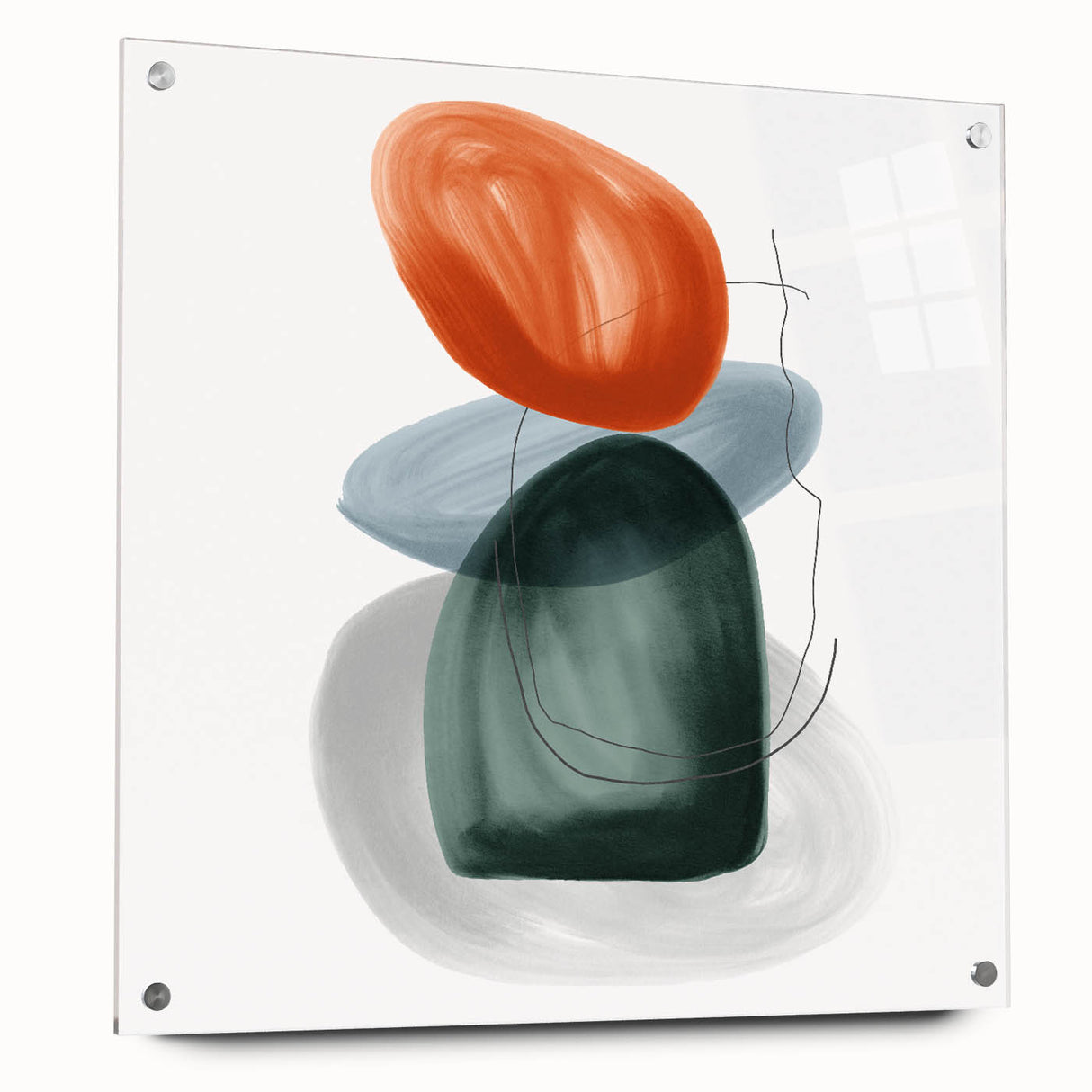 Modern Geometric Wall Decor – Minimalist Orange and Green Art Print