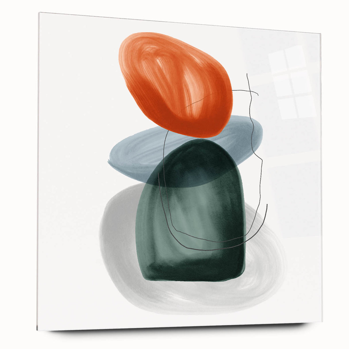 Modern Geometric Wall Decor – Minimalist Orange and Green Art Print