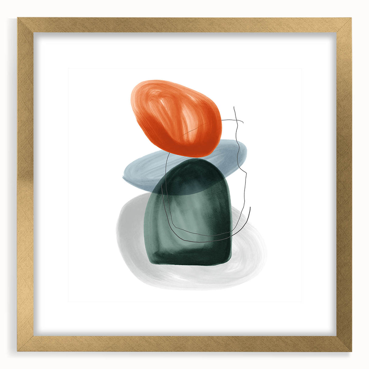 Modern Geometric Wall Decor – Minimalist Orange and Green Art Print