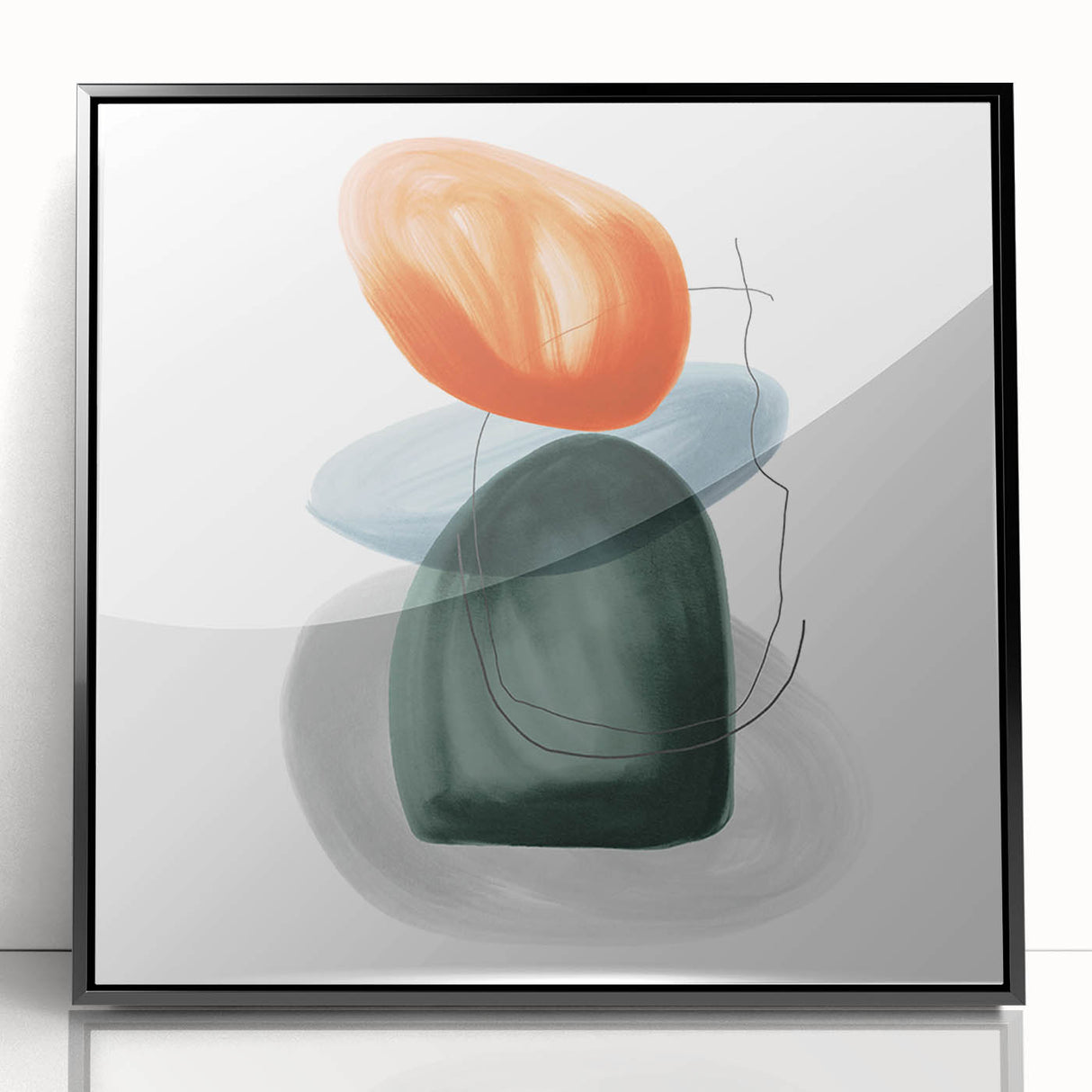 Modern Geometric Wall Decor – Minimalist Orange and Green Art Print