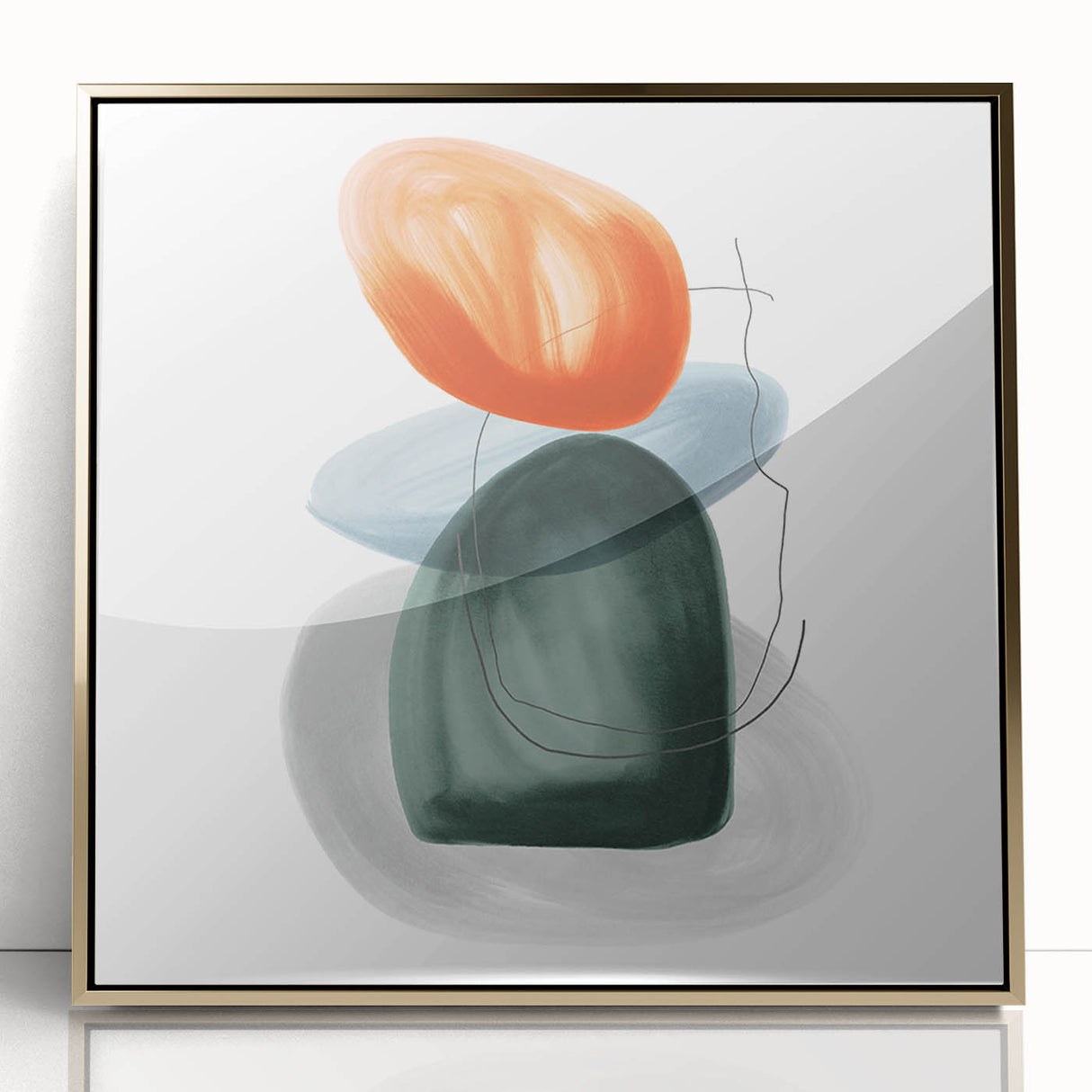 Modern Geometric Wall Decor – Minimalist Orange and Green Art Print