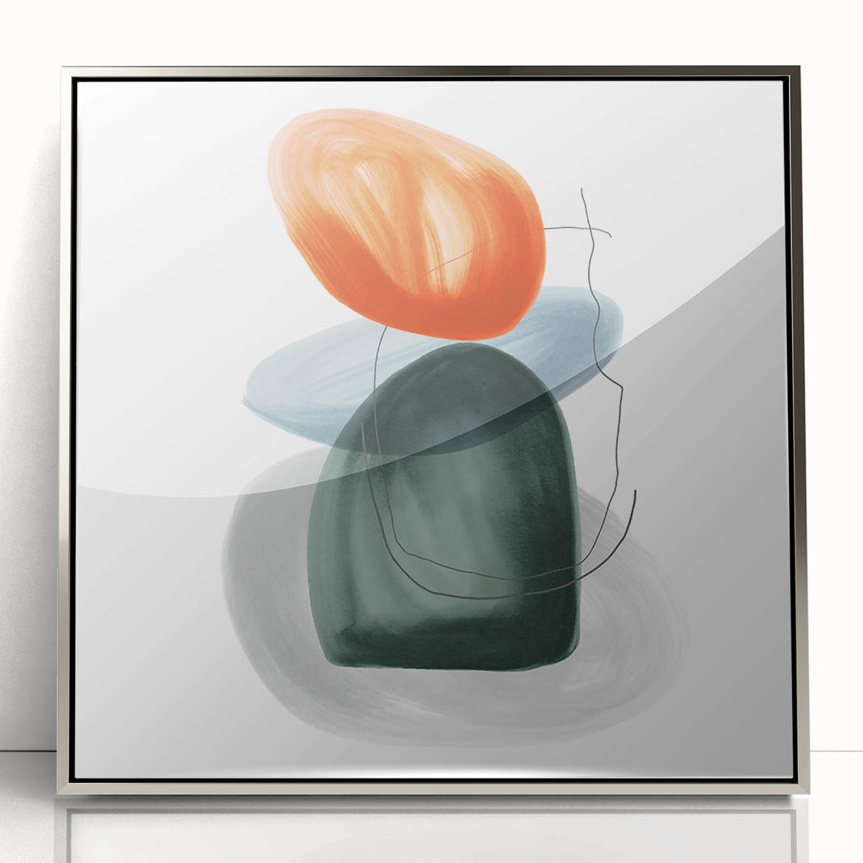 Modern Geometric Wall Decor – Minimalist Orange and Green Art Print