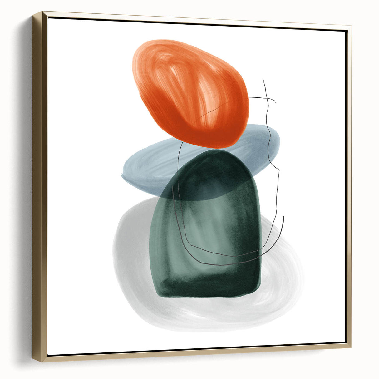 Modern Geometric Wall Decor – Minimalist Orange and Green Art Print
