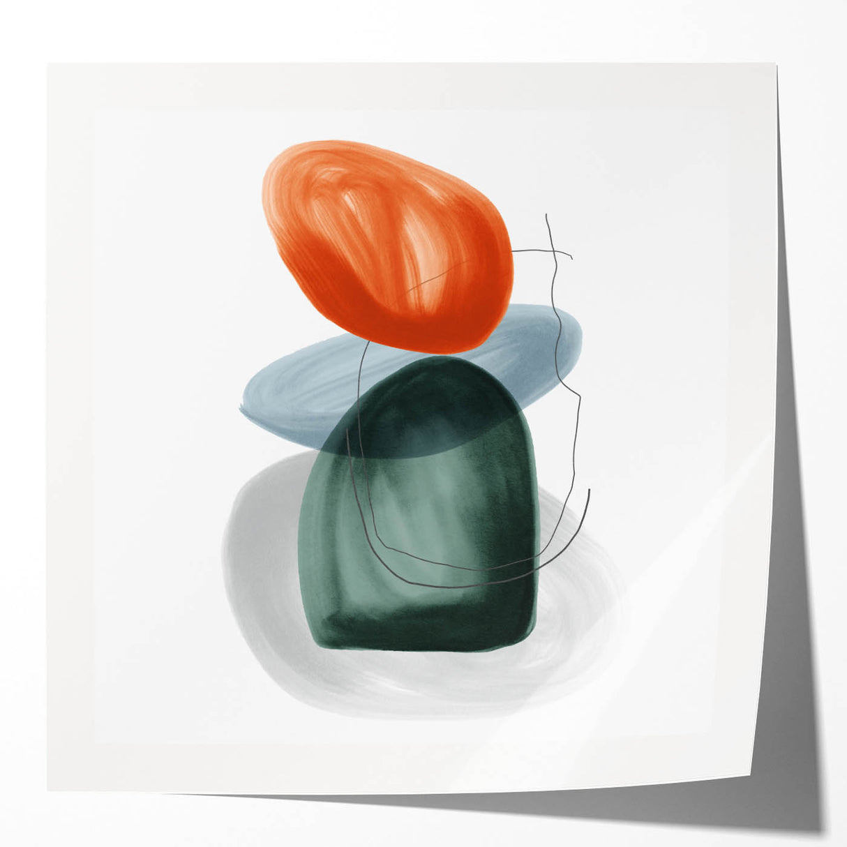 Modern Geometric Wall Decor – Minimalist Orange and Green Art Print