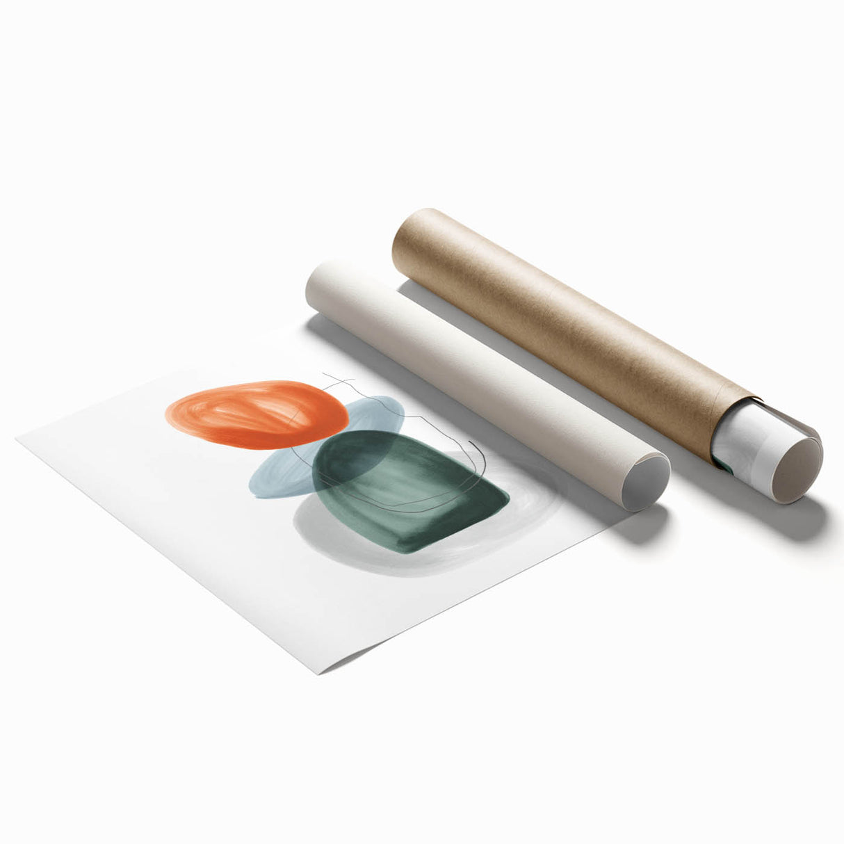Modern Geometric Wall Decor – Minimalist Orange and Green Art Print