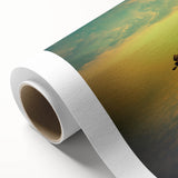 Abstract Minimalist Landscape Paintings – Golden Horizon Rock Path