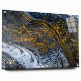 Elegant Abstract Fluid Canvas – Modern Gold & Black Wall Art