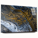 Elegant Abstract Fluid Canvas – Modern Gold & Black Wall Art