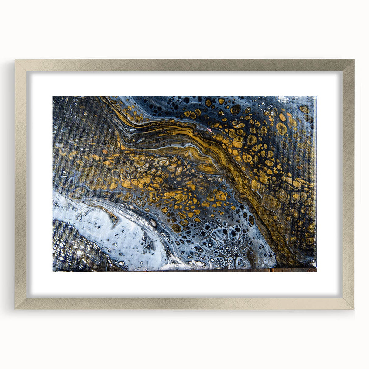 Elegant Abstract Fluid Canvas – Modern Gold & Black Wall Art