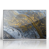 Elegant Abstract Fluid Canvas – Modern Gold & Black Wall Art