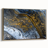 Elegant Abstract Fluid Canvas – Modern Gold & Black Wall Art