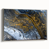 Elegant Abstract Fluid Canvas – Modern Gold & Black Wall Art