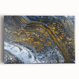 Elegant Abstract Fluid Canvas – Modern Gold & Black Wall Art
