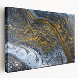 Elegant Abstract Fluid Canvas – Modern Gold & Black Wall Art