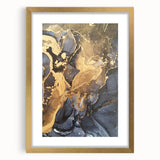 Modern Luxury Abstract Paintings – Navy Blue & Gold Canvas Art