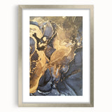 Modern Luxury Abstract Paintings – Navy Blue & Gold Canvas Art