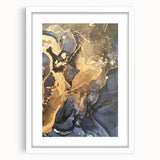 Modern Luxury Abstract Paintings – Navy Blue & Gold Canvas Art