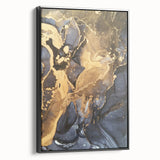 Modern Luxury Abstract Paintings – Navy Blue & Gold Canvas Art
