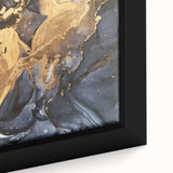 Modern Luxury Abstract Paintings – Navy Blue & Gold Canvas Art