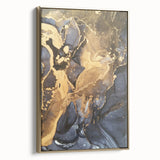 Modern Luxury Abstract Paintings – Navy Blue & Gold Canvas Art