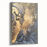 Modern Luxury Abstract Paintings – Navy Blue & Gold Canvas Art