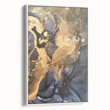 Modern Luxury Abstract Paintings – Navy Blue & Gold Canvas Art