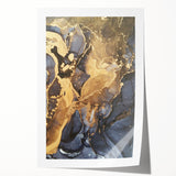 Modern Luxury Abstract Paintings – Navy Blue & Gold Canvas Art