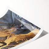 Modern Luxury Abstract Paintings – Navy Blue & Gold Canvas Art