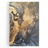 Modern Luxury Abstract Paintings – Navy Blue & Gold Canvas Art