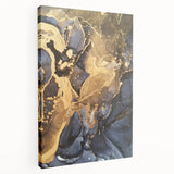 Modern Luxury Abstract Paintings – Navy Blue & Gold Canvas Art