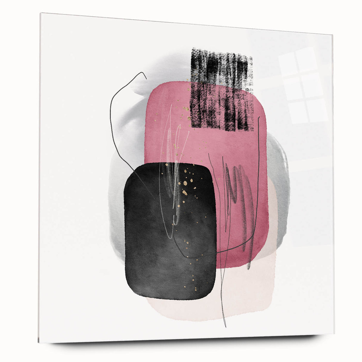 Minimalist Abstract Canvas Prints – Blush Pink & Black Wall Art