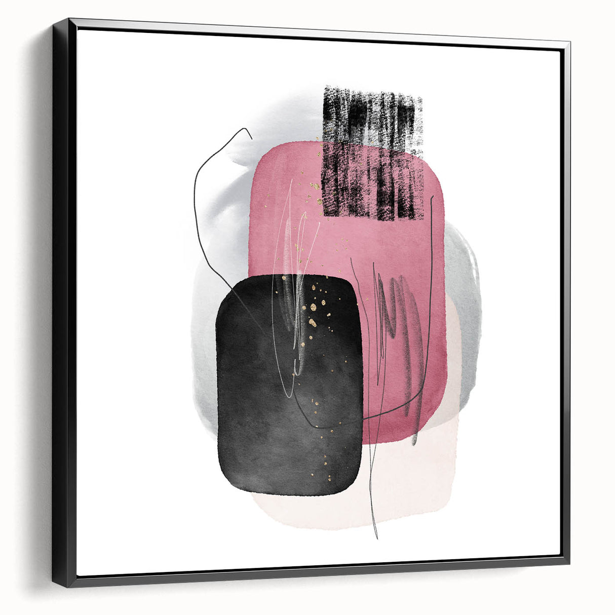 Minimalist Abstract Canvas Prints – Blush Pink & Black Wall Art