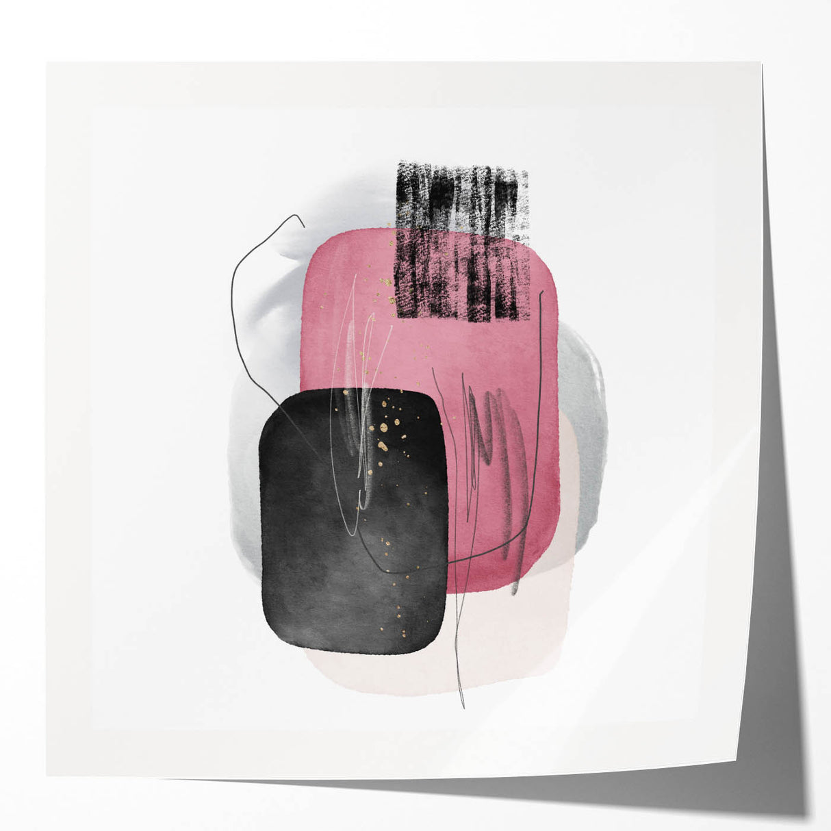 Minimalist Abstract Canvas Prints – Blush Pink & Black Wall Art