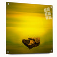 Minimalist Mountain Wall Art – Bold Yellow Rock Horizon Print