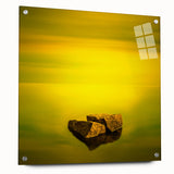 Minimalist Mountain Wall Art – Bold Yellow Rock Horizon Print