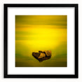 Minimalist Mountain Wall Art – Bold Yellow Rock Horizon Print