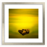 Minimalist Mountain Wall Art – Bold Yellow Rock Horizon Print
