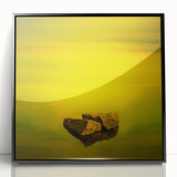 Minimalist Mountain Wall Art – Bold Yellow Rock Horizon Print