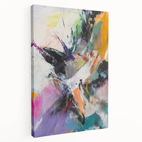 Colorful Abstract Wall Hangings – Energetic Pastel Brushwork Art