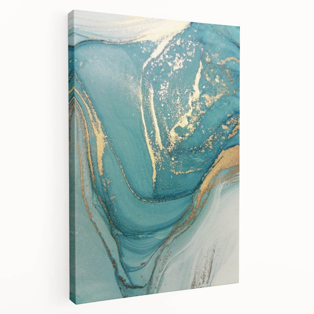 Upscale Abstract Art Collection – Teal & Gold Luxury Canvas