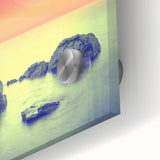 Contemporary Minimalist Nature Art – Soft Sunset Coastal Rock Print