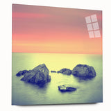 Contemporary Minimalist Nature Art – Soft Sunset Coastal Rock Print