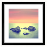 Contemporary Minimalist Nature Art – Soft Sunset Coastal Rock Print